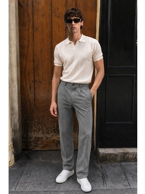 Madmext Antrasit Regular Fit Düz Kesim Yan Cepli Erkek Pantolon 6540