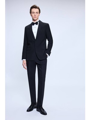 Hatemoğlu Siyah Slim Fit Sivri Yaka Damatlık