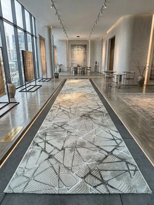 Dinarsu Antiq Halı Gri Geçişli Modern Kaymaz Taban Çocuk Odası Salon Hol, Koridor Mutfak Yıkanabilir Jel Kesme Yolluk
