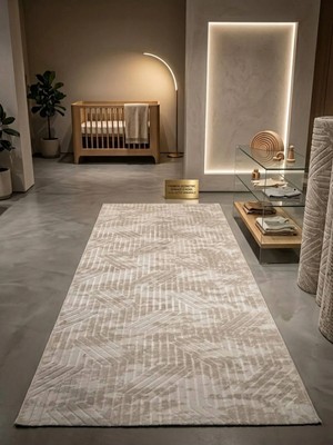Dinarsu Aksu Antiq Halı Modern Vizon Kaymaz Taban Salon Hol, Koridor Mutfak Yıkanabilir Jel Kesme Yolluk
