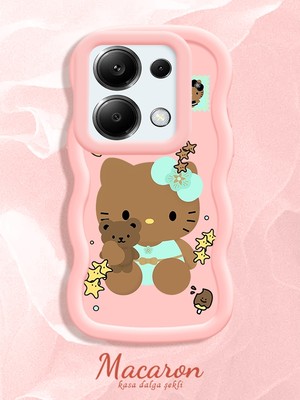 HONTINGA Poco M6 Pro 4g Uyumlu Kılıf Düşüme Önleyici Basitlik Anti Düşme Kamera Koruyucu Basit Pembe Yumuşak Silikon Couple Telefon Kılıfı Kitty Desen K9-0304