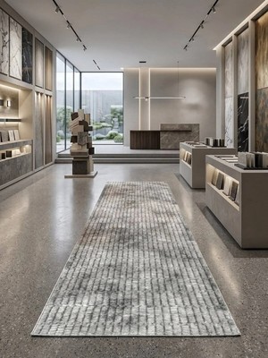 Dinarsu Aksu Stan Antiq Halı Gri Modern Kaymaz Taban Salon Hol, Koridor Mutfak Yıkanabilir Jel Kesme Yolluk