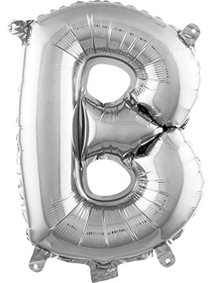 MarkEntegra B Harfi 16 Inç Gümüş Renk Folyo Balon 36 cm (Gümüş)