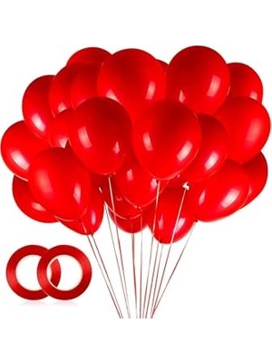MarkEntegra Balon Parlak Metalik Helyum Balon 10 Adet (Kırmızı)