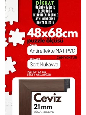 MarkEntegra 21LIK Puzzle Poster Resim Çerçevesi Pvcli Postersiz Resimsiz Çerçeve (Ceviz, 48X68)