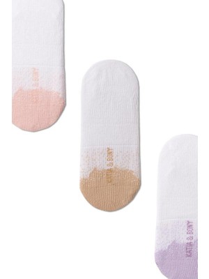 Bony Socks 3'lü Paket Kadın Önü Renkli Nokta Detaylı Babet Çorap
