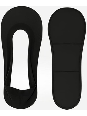 Bony Socks Kadın Tabanı Pedli Lazer Kesim Görünmez Çorap Siyah