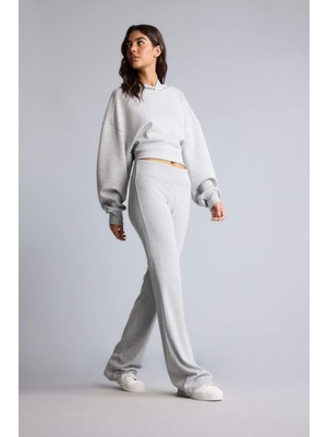 DeFacto Flare Fit Ribana Gri Melanj Pantolon E0628AX26AU
