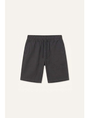 DeFacto Relax Fit Gabardin Elastik Bağlamalı Bel Antrasit Bermuda Şort E1242AX26AU