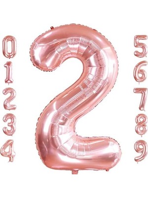 MarkEntegra Rakam Folyo Balon 34 Inç 76-82 cm (Rose Gold, 2)