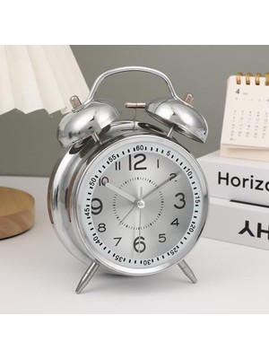 MarkEntegra Akar Saniyeli Büyük Boy Nostaljik Analog Çalar Saat - Fosforlu Işıklı Alarmlı Yüksek Ses Hediyelik Saat Beyaz
