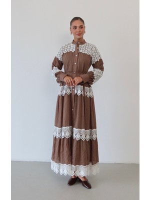 SASILVA Dantel Detaylı Keten Elbise  1834