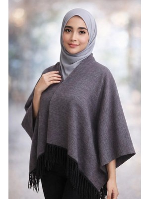 ALDAIYR Kadın Kışlık Çift Taraflı Panço Omuz 140X140