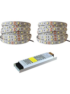MarkEntegra 10 Metre Şerit LED Beyaz Renk + 12V 10 Amper 120 Watt LED Trafo - 3 Dirençli Double Pcb - Oturma Odası, Yatak Odası ve Mutfak Için Gizli Aydınlatma          [enerji Sınıfı F]