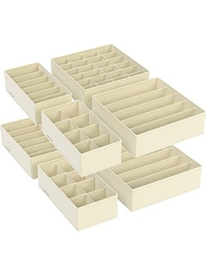 MarkEntegra Songmıcs Iç Çamaşırı Düzenleyici 8'li Set, Çekmece Düzenleyici, Katlanabilir, Elbise Dolabı, Saklama Kutusu, Kumaş Kutular, Saklama, Sütyen, Çorap, Kravat Için, Bej RUS008M01