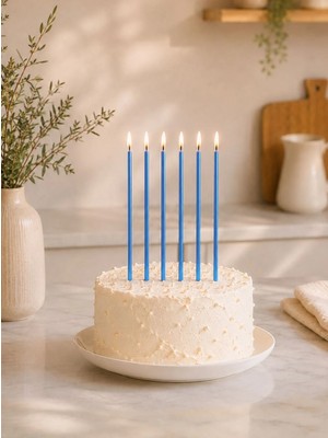 Parti Adresi Uzun Pasta Mumu Mavi 20 Cm