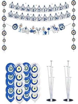 MarkEntegra Sünnet Kutlama Banner, Dekoratif Süs ve Balon Seti (Model3)