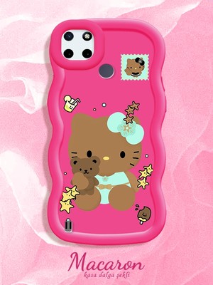HONTINGA Realme C25Y Uyumlu Kılıf Düşüme Önleyici Basitlik Anti Düşme Kamera Koruyucu Basit Kırmızı Yumuşak Silikon Couple Telefon Kılıfı Kitty Desen K9-0304