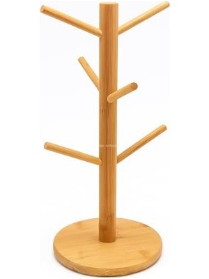 MarkEntegra Busstier Ahşap Bambu Kupa Bardak Askısı 6'lı Stand Doğal Mutfak Tezgahı Için Kupa Standı Bardak Tutucu Modern Dekoratif Dayanıklı Kolay Kurulumlu Organizer (Yuvarlak)