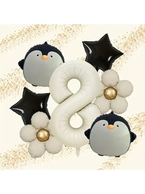 MarkEntegra Penguen Krem Papatya Balon Seti 8'li, 8679656