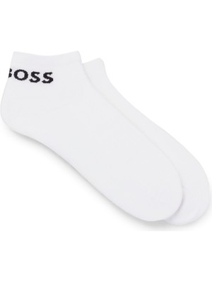 Boss Erkek Pamuklu Logolu Dokuma Kumaş Beyaz Çorap 50469859-100