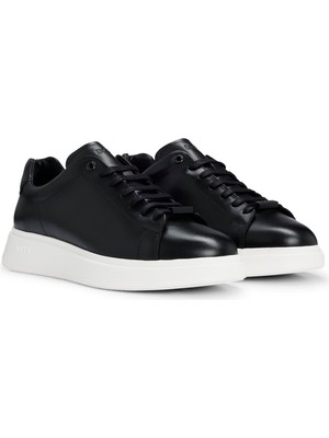 Boss Erkek Marka Logolu Bağcıklı Kaydırmaz Tabanlı Günlük Siyah Sneaker 50497887-001