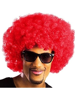 Karahanbey Kırmızı Renk Kıvırcık Afro Bonus Peruk