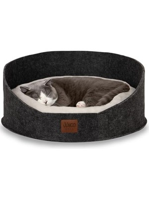 MarkEntegra Jungolica Robin Keçe Kedi ve Köpek Yatağı 50X50 Cm, Yüksek Kenarlı Derin Yuva, Çıkarılabilir Çift Taraflı Peluş Minder, Doğal Keçe, Konforlu Kedi Evi          [enerji Sınıfı A]