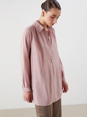 Lc Waikiki Yeni Sezon Çizgili Oversize Kadın Gömlek Tunik