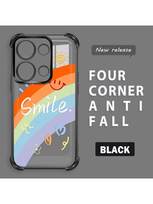 HONTINGA Xiaomi Poco M6 Pro 4g ile Uyumlu Kılıf Şeffaf Kılıfı Kamera Koruyucu Basitlik Anti Düşme Kamera Korumalı Gökkuşağı Desen Yumuşak Silikon Couple Telefon Kılıfı Kadın ve Erkek Için Uygundur K3-0371