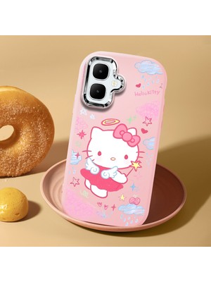 HONTINGA Tecno Spark Go 2 ile Uyumlu Kılıf Kamera Korumalı Düşüme Önleyici Kamera Koruyucu Pembe Yumuşak Silikon Couple Telefon Kılıfı Kitty Desenli K4-0469
