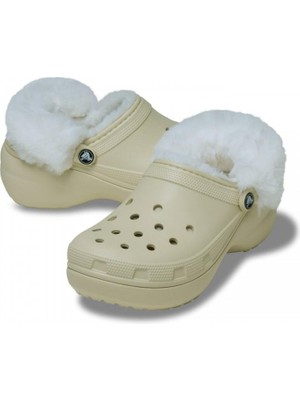 Crocs 212854-2Y2 Classıc Platform Fuzz Lıned Clog Terlik Sandalet