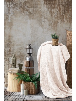 Elart Damask Embos Battaniye Çift Kişilik (220X240 Cm) Cappuccino