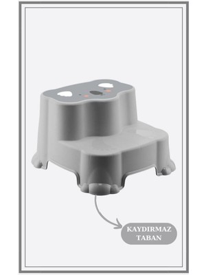 Empressco Çocuklar Için Güvenli Çift Basamaklı Kaydırmaz Banyo Taburesi, Gri