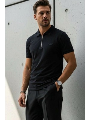 Damga Erkek Relaxed Fit Siyah Polo Yaka Tişört