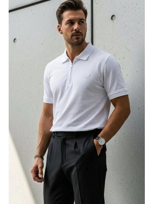 Damga Erkek Relaxed Fit Beyaz Polo Yaka Tişört