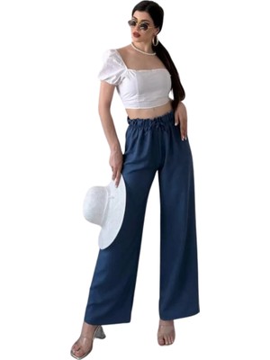 Lotus Store 1606 Beli Büzgülü Pantolon