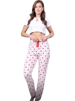 Lotus Store 1606 Pijama Altı Modal  Ring Viskon Kumaş Çilek Desenli-Pembe
