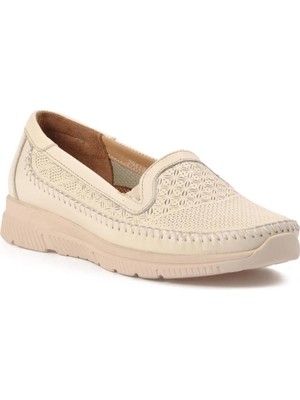 Forelli 29413 Eterna-G Bej Kadın Comfort Deri Ayakkabı