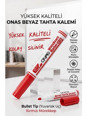 Artlantis Beyaz Yazı Tahta Kalemi 1 Adet Onas Yazı Tahta Kalemi Kolay Silinebilir Tahta Kalemi Okul Sınıf