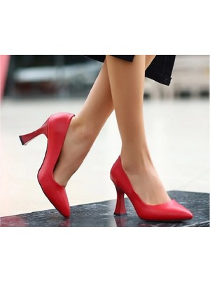 DMR Elegance Ulba Kırmızı Cilt Stiletto Ayakkabı