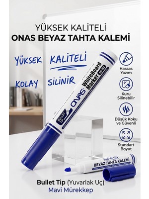 Artlantis Beyaz Yazı Tahta Kalemi 1 Adet Onas Yazı Tahta Kalemi Kolay Silinebilir Tahta Kalemi Okul Sınıf