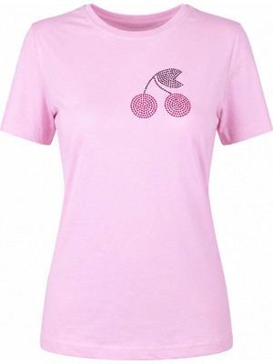 Trender Kiraz O Yaka Relaxed Fit Pembe Kadın T-Shirt 26YDT1000014