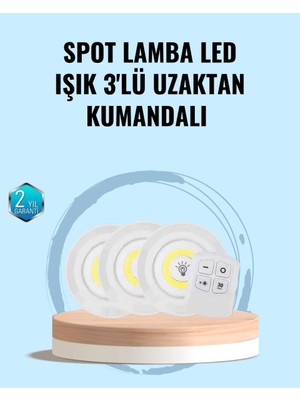 Epilons Ev Ofis Kamp İçin Uygun Uzaktan Kumandalı Yapışkanlı Kablosuz Led Spot Lambalar