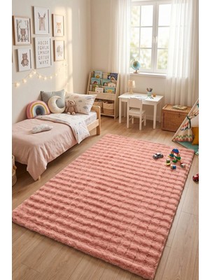 Halı Special Bulut Bubble Pembe Yüksek Havlı Peluş Halı-Ultra Yumuşak Lüks Doku-Kaymaz Taban- Konfor-Yıkanabilir