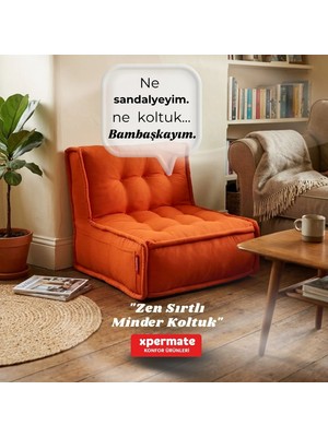Xpermate Sırtlı Minder Koltuk Iskandinav Tarzı Yer Koltuğu Sırtlıklı Oturma Minderi 80x60 Kremit