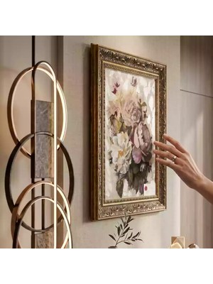 Tokyo Sanat Şakayık Çiçekli Yağlı Boya Tablo | Çerçeveli Dekoratif Duvar Tablosu
