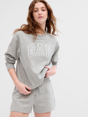 Gap Kadın Açık Gri Gap Logo Bisiklet Yaka Fleece Sweatshirt