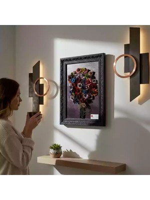 Tokyo Sanat Renkli Çiçek Buketi Yağlı Boya Tablo | Çerçeveli Dekoratif Duvar Tablosu
