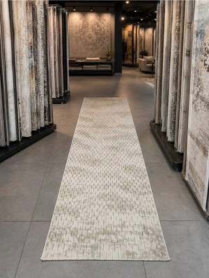 Dinarsu Antiq Halı Kahve Vizon Modern Kaymaz Taban Salon Hol, Koridor Mutfak Yıkanabilir Jel Kesme Yolluk